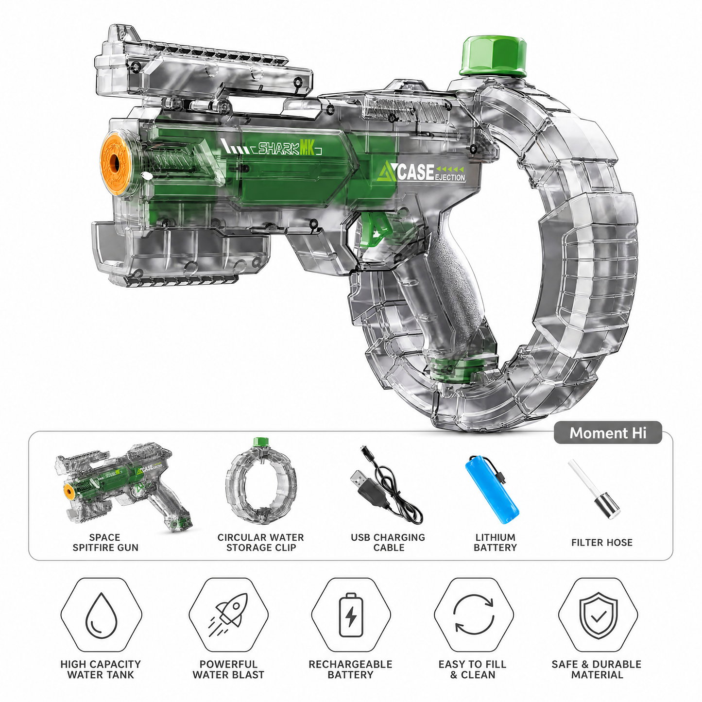 Splash Tech AquaToy Pro – Lanzador de agua eléctrico de gran alcance y LED Multicolor